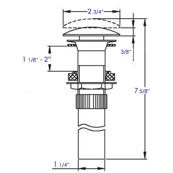 ALFI Pop Up Drain for Bath Sink w/o Overflow Polished/Brushed - AB9055