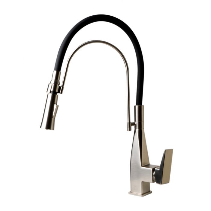 ALFI Square Kitchen Faucet with Black Rubber Stem - ABKF3023