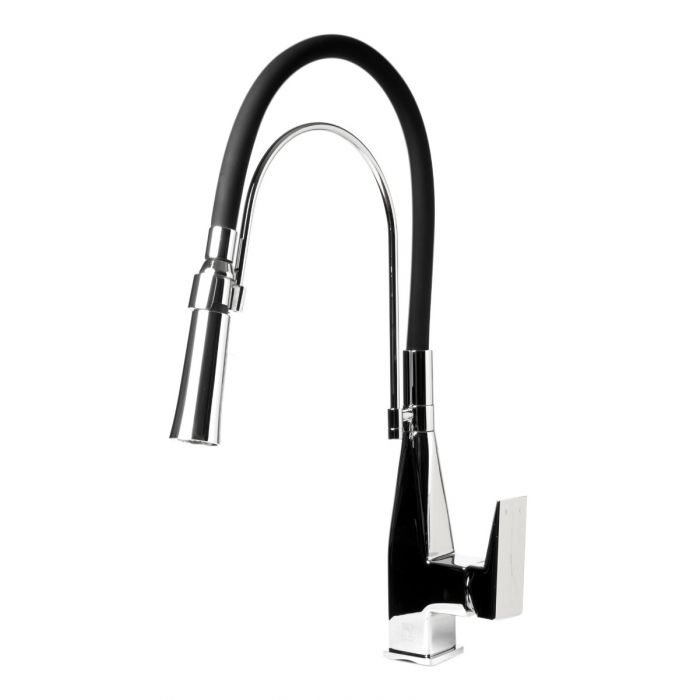 ALFI Square Kitchen Faucet with Black Rubber Stem - ABKF3023