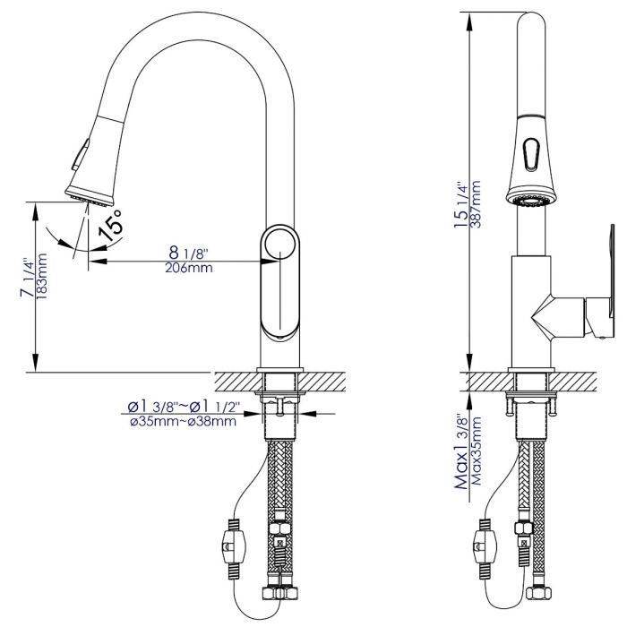 ALFI Gooseneck Pull Down Kitchen Faucet - ABKF3480