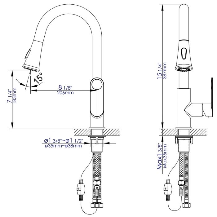 ALFI Gooseneck Pull Down Kitchen Faucet - ABKF3480