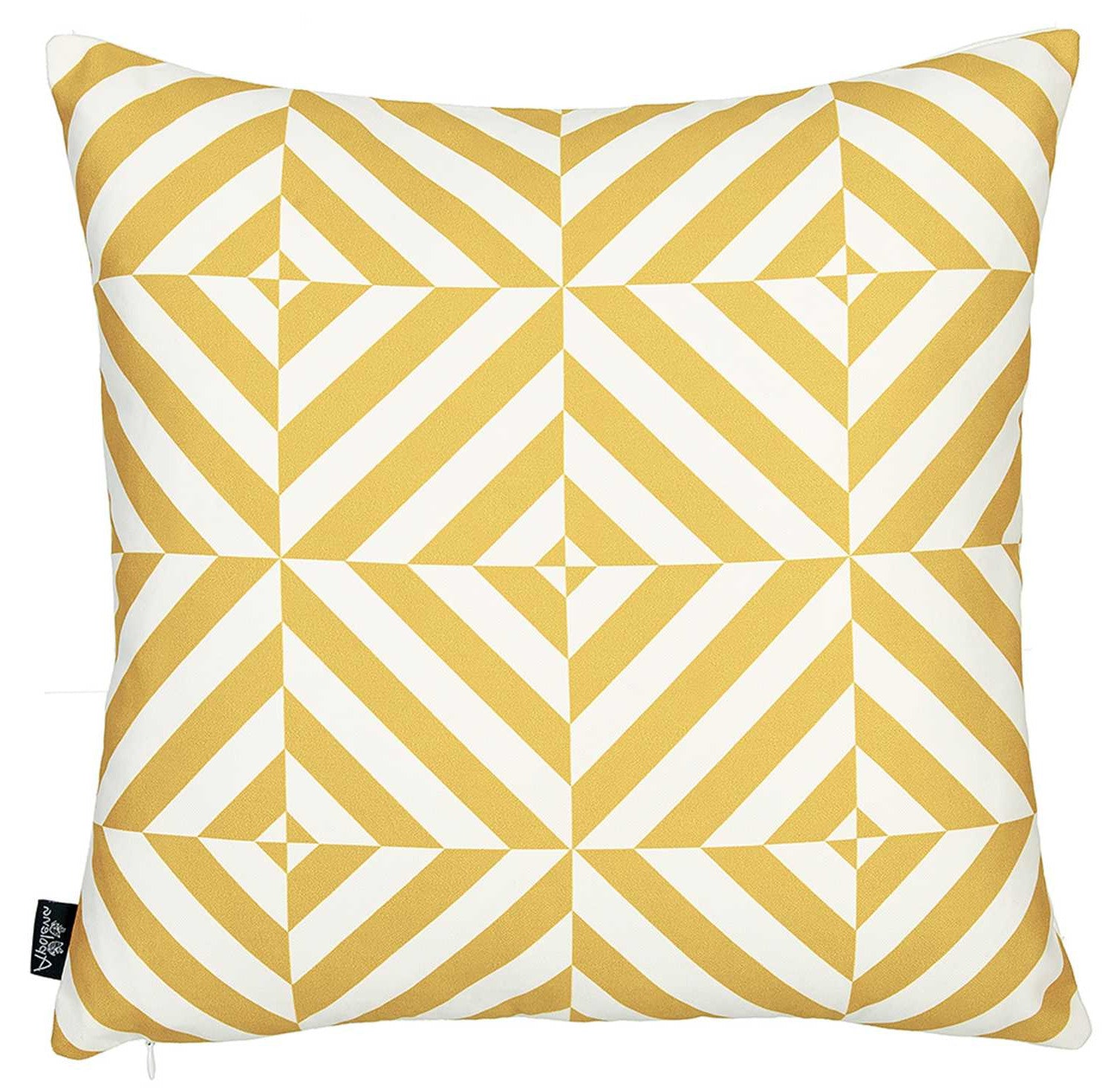 Yellow and White Geometric Squares Decorative Throw Pillow Cover