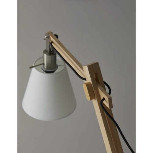 Natural Wood Floor Lamp with Adjustable Hinged Arm