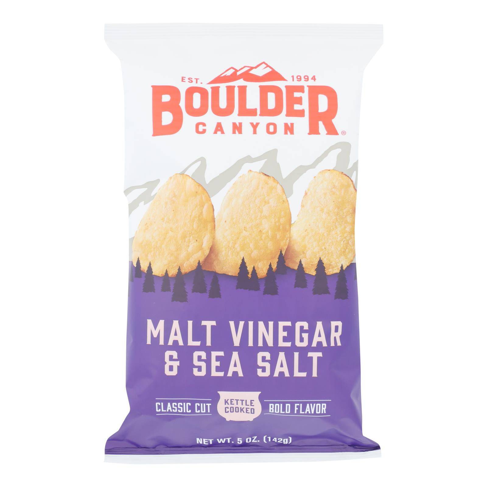 Boulder Canyon - Kettle Chips - Malt Vinegar And Sea Salt - Case Of 12 - 5 Oz.