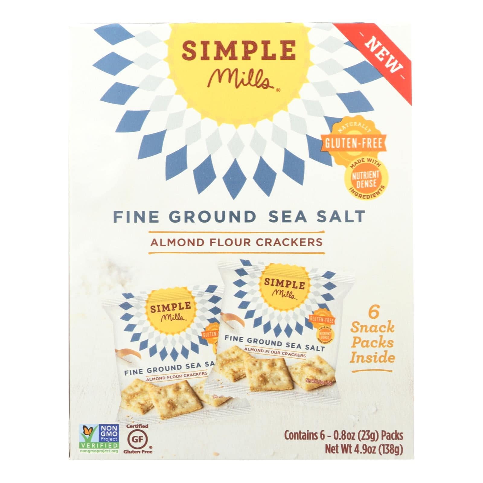 Simple Mills Fine Ground Sea Salt Almond Flour Crackers - Case Of 6 - 4.9 Oz