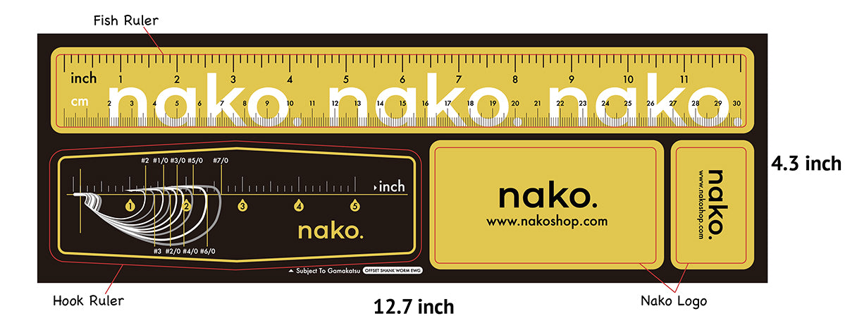 Nako Logo and Fish Ruler Sticker