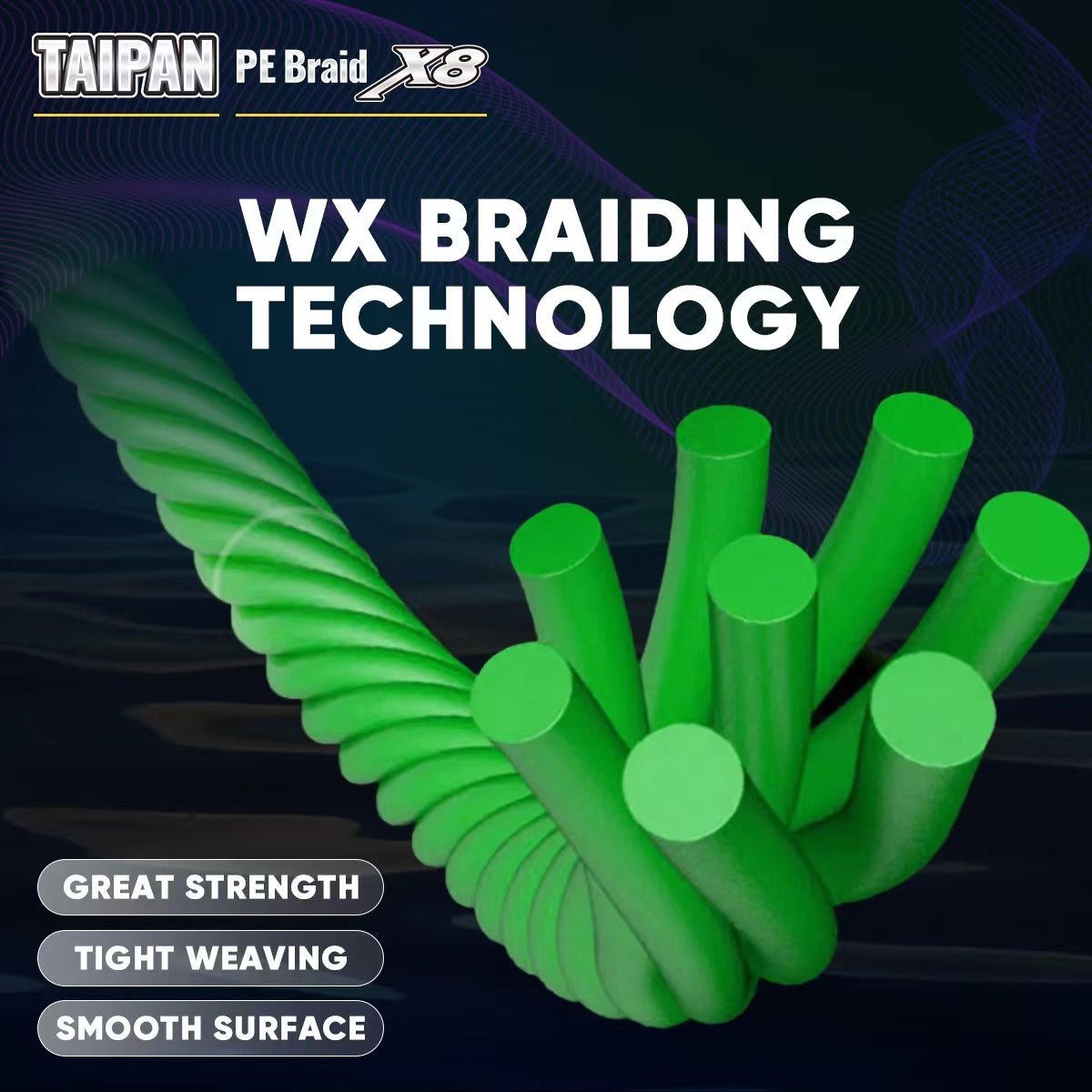 TAIPAN Super Long Cast PE Braided Fishing Line X8-2>