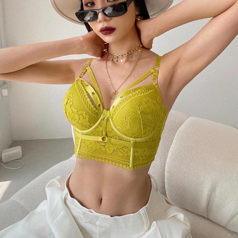 Women Lingerie Set Charming Open Detail Classic Bandage Push Up Bra Set New Lace Embroidery Widen Brassiere Plus Size Female Underwear