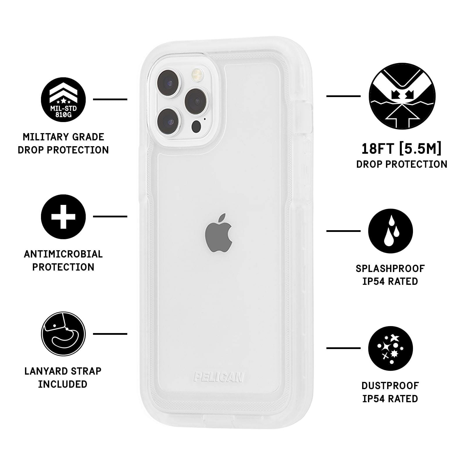 Pelican Marine Active Case for iPhone 13 Pro Devices - Clear