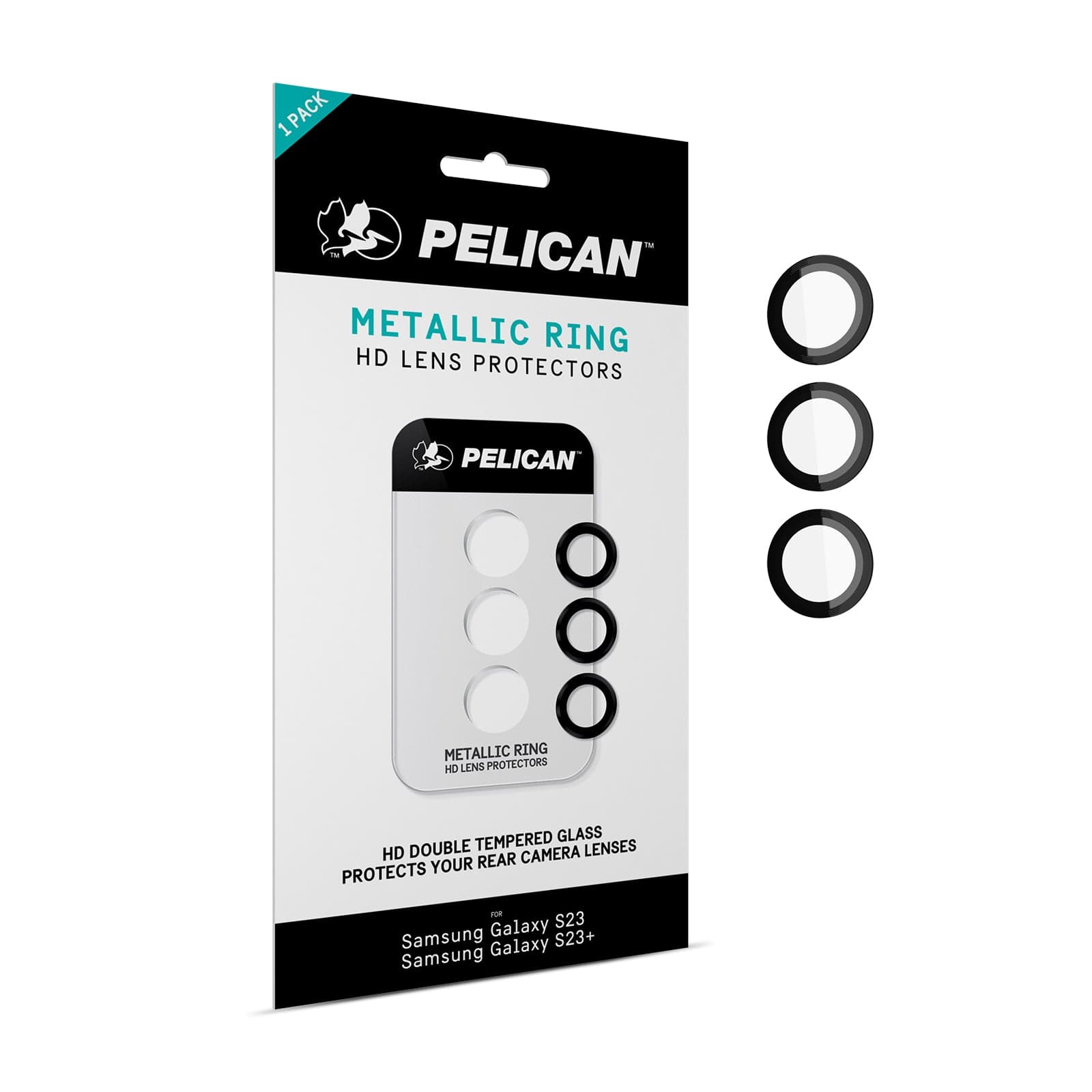 Pelican Aluminum Ring Lens Protectors for Galaxy S23 / S23+ - Black