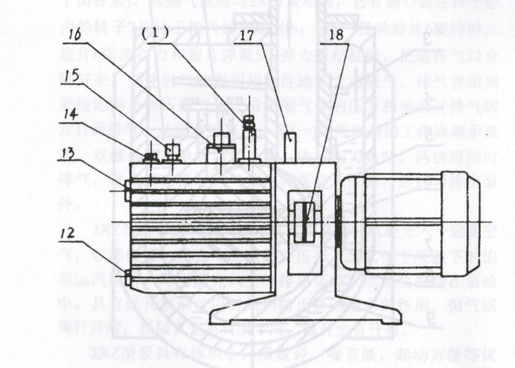 2XZ rotary vane vacuum pump section view