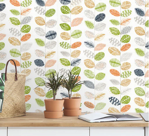 Coloribbon leaf wallpaper