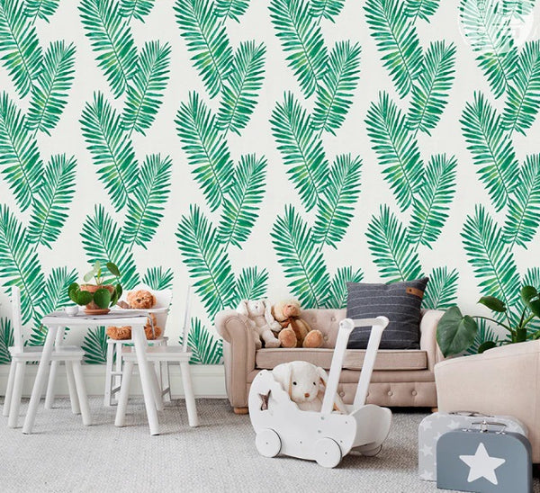 Nordic fresh green leaf self-adhesive wallpaper