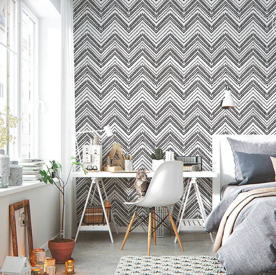 geometric wallpaper for home office