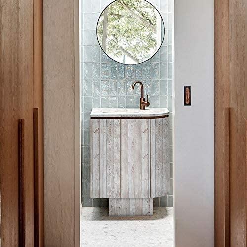 wood wallpaper powder room