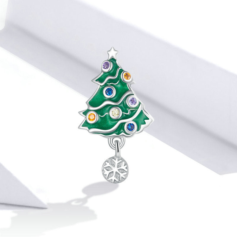 Snowflake Christmas Tree Pendant Charms fit Pandora Bracelet for Christmas Gift