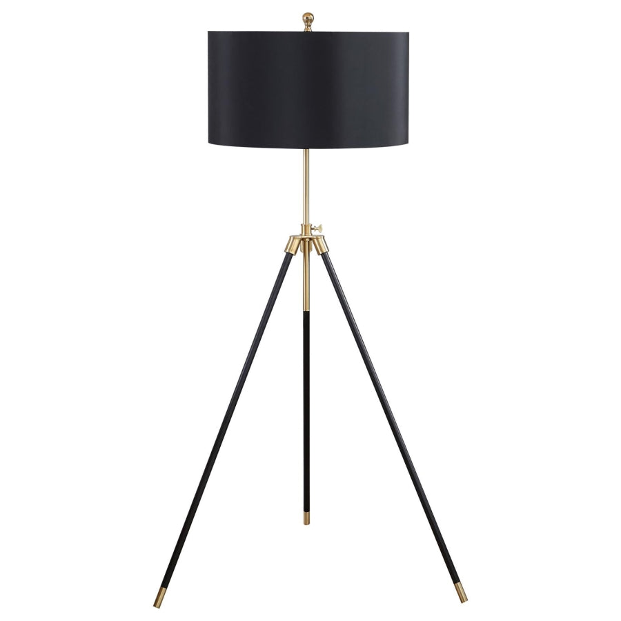 ZNTS Black and Gold Tripod Drum Shade Floor Lamp B062P153722