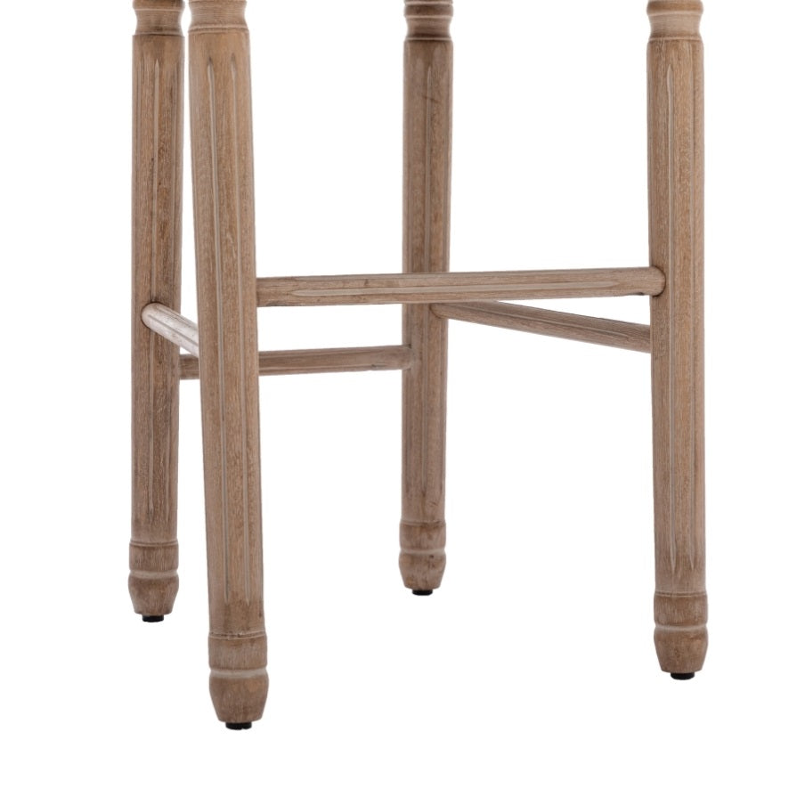 ZNTS Hengming French Country Wooden Barstools With Upholstered Seating , Beige and Natural,set of 2 W21236873