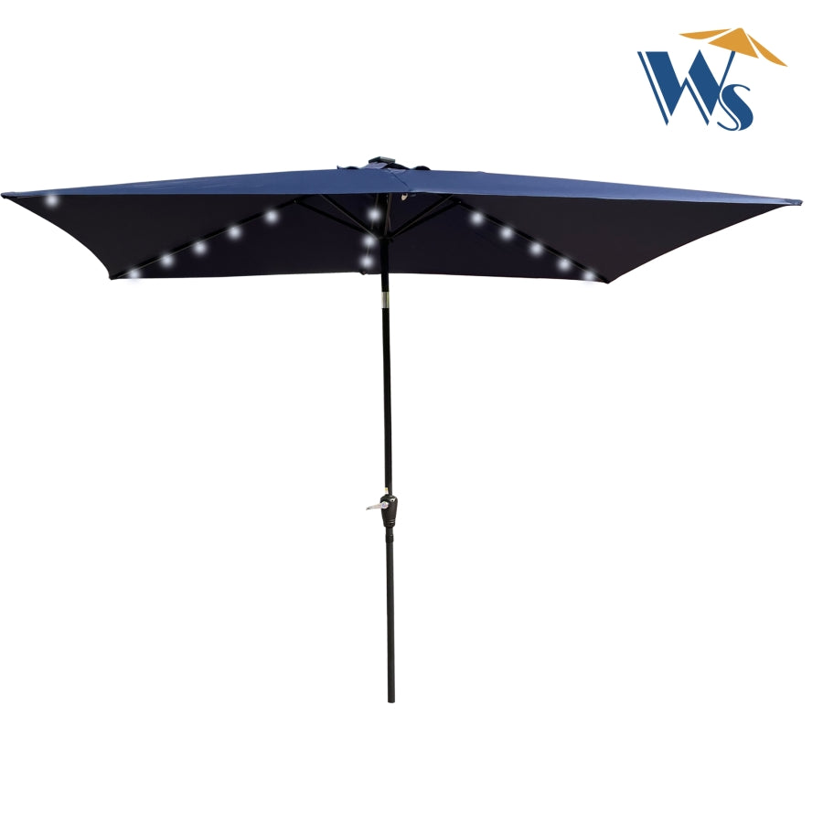 ZNTS 10 x 6.5t Rectangular Patio Solar LED Lighted Outdoor Umbrellas with Crank and Push Button Tilt for W65638632