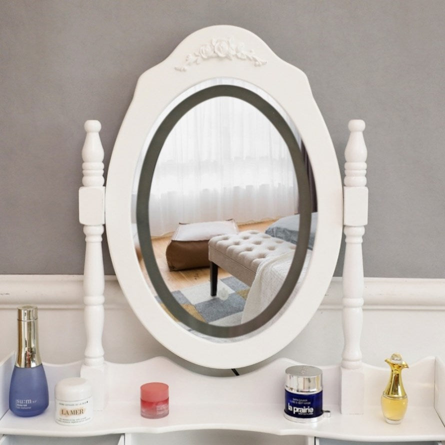 ZNTS LED Single Mirror 4 Drawer Dresser White 66842590