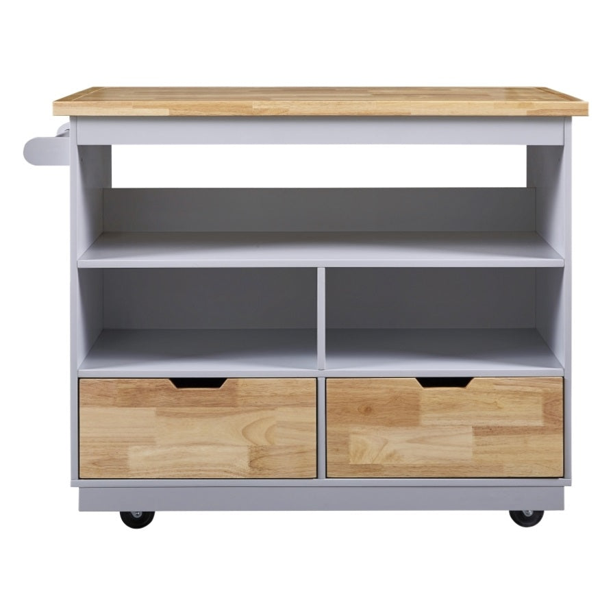ZNTS Rolling Kitchen Island with Storage, Two-sided Kitchen island Cart on Wheels with Wood Top, Wine and WF318964AAG