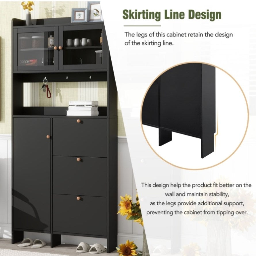 ZNTS ON-TREND Shoe Cabinet with Open Storage Space, Practical Hall Tree with 3 Flip WF313656AAB