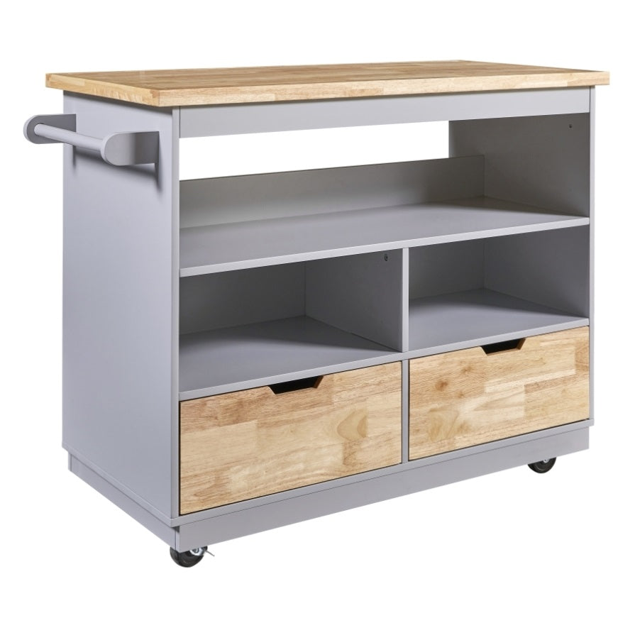 ZNTS Rolling Kitchen Island with Storage, Two-sided Kitchen island Cart on Wheels with Wood Top, Wine and WF318964AAG