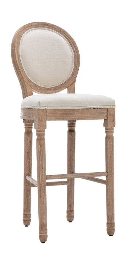 ZNTS Hengming French Country Wooden Barstools With Upholstered Seating , Beige and Natural,set of 2 W21236873