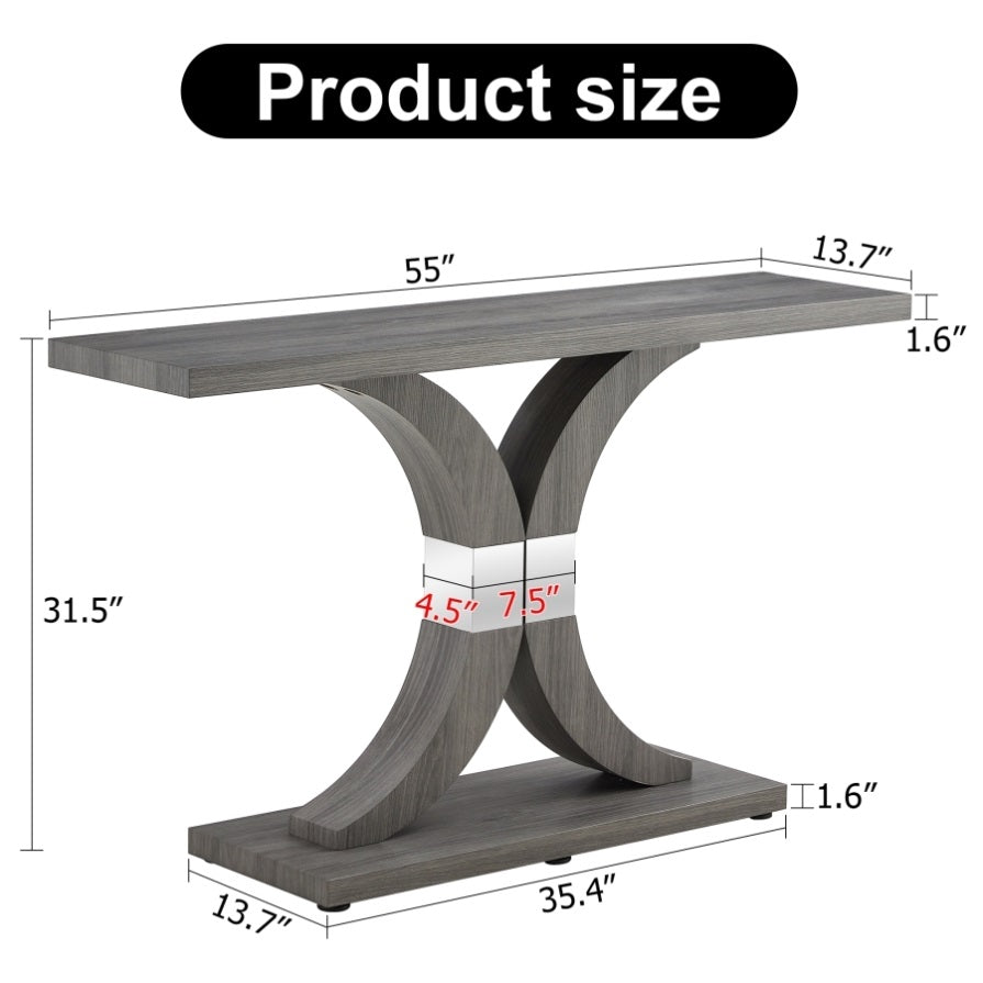 ZNTS Modern minimalist style natural gray wood foyer table, equipped with MDF wood tabletop and MDF W1151P148170