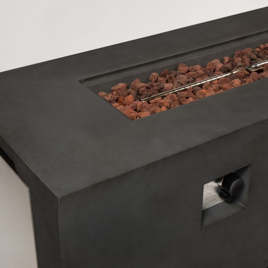 ZNTS Dark Grey 70inch Concrete Large Fire Pit Table W853P153122