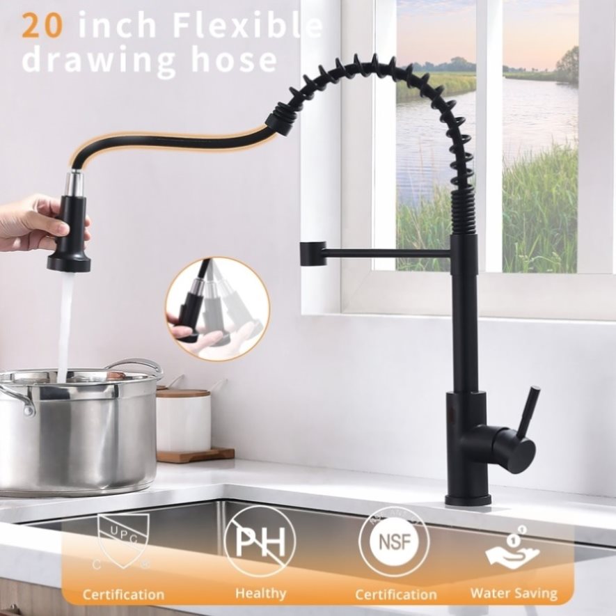 ZNTS Touchless Kitchen Faucet,Hands Free Automatic Smart Kitchen Faucet Black Smart Kitchen Faucet W1932P156238