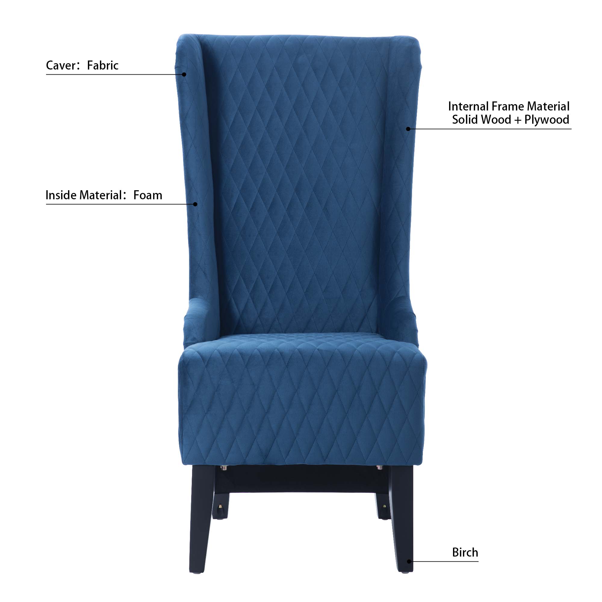 ZNTS 23.03'Wide High-Back Velvet Accent Chair, Comfy High Wingback Chair, Living Room Chair with Soft W68057081