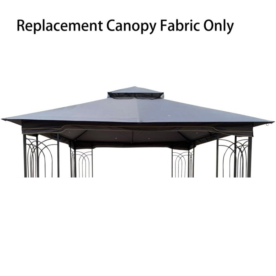 ZNTS 10x10 Ft Patio Double Roof Gazebo Replacement Canopy Top Fabric, Gray W419101851