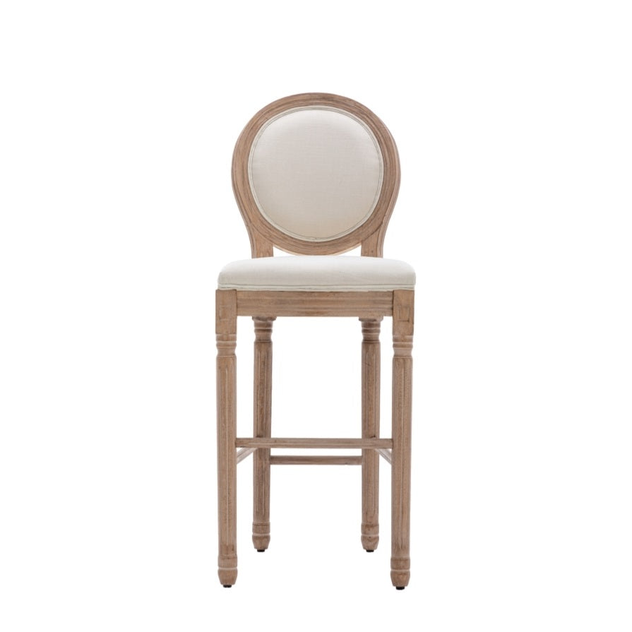 ZNTS Hengming French Country Wooden Barstools With Upholstered Seating , Beige and Natural,set of 2 W21236873