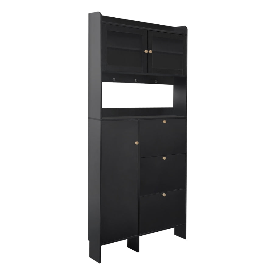 ZNTS ON-TREND Shoe Cabinet with Open Storage Space, Practical Hall Tree with 3 Flip WF313656AAB