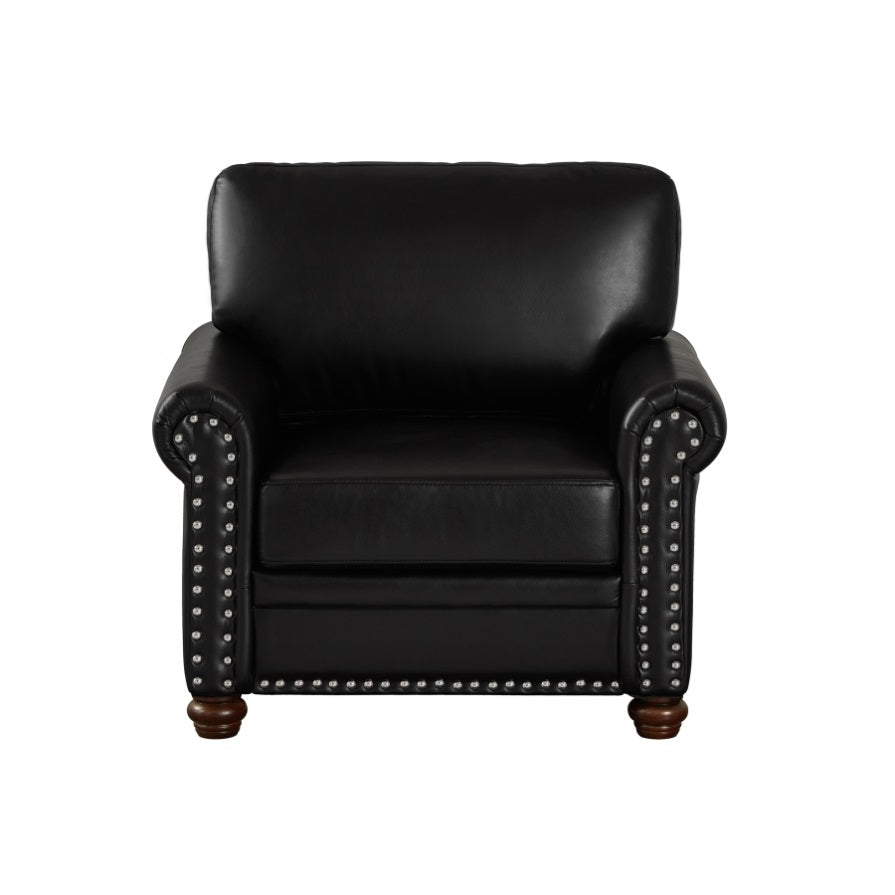 ZNTS Living Room Sofa Single Seat Chair with Wood Leg Black Faux Leather W1097125450