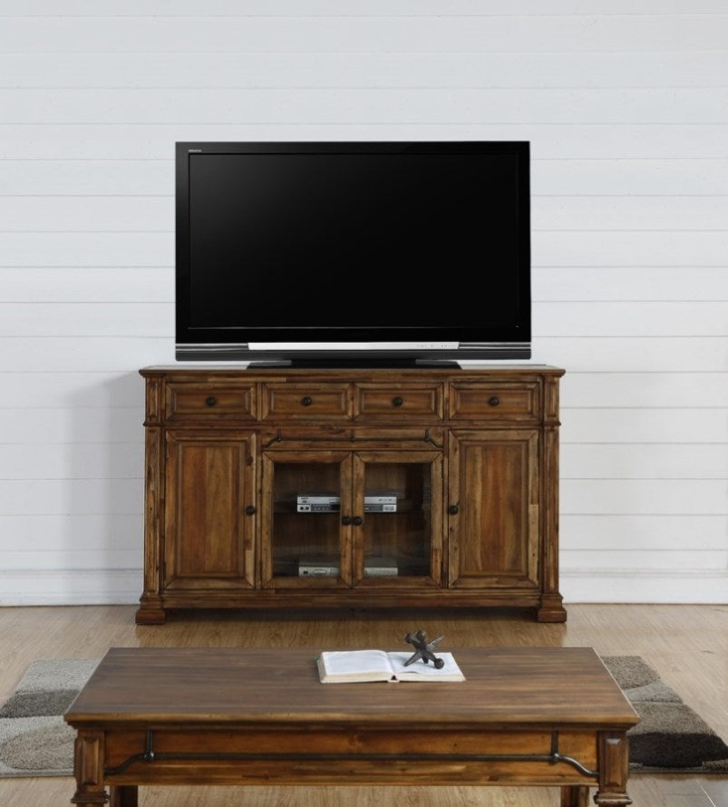 ZNTS Bridgevine Home Barclay 72 inch TV Stand Console, No Assembly Required, Rustic Acacia Finish B108P163858