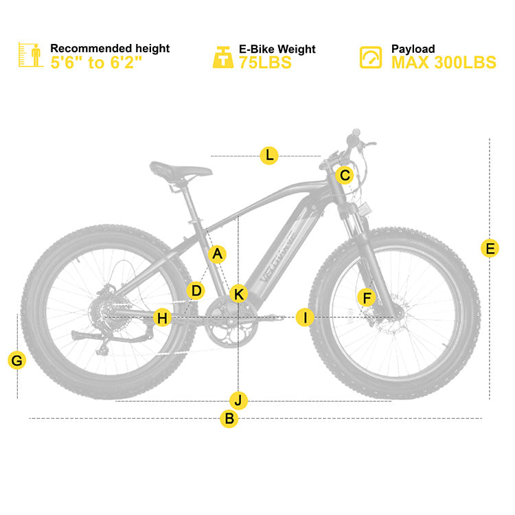 Size for VELOWAVE RANGER FMTB3 Fat Tire Electric Bike