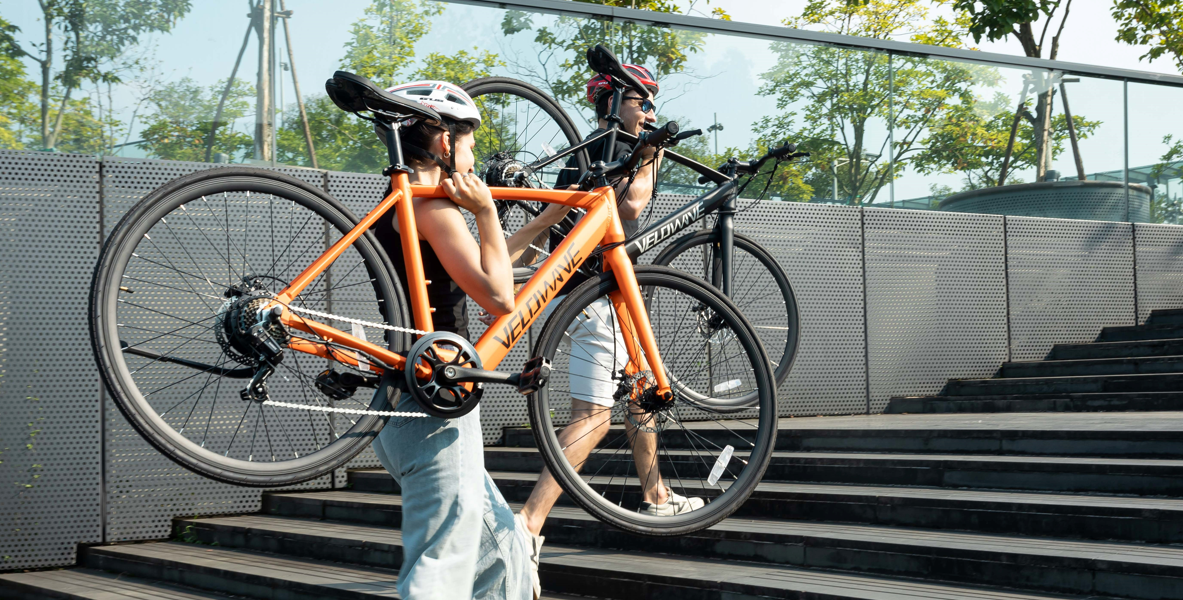 velowave urban electric bike in city