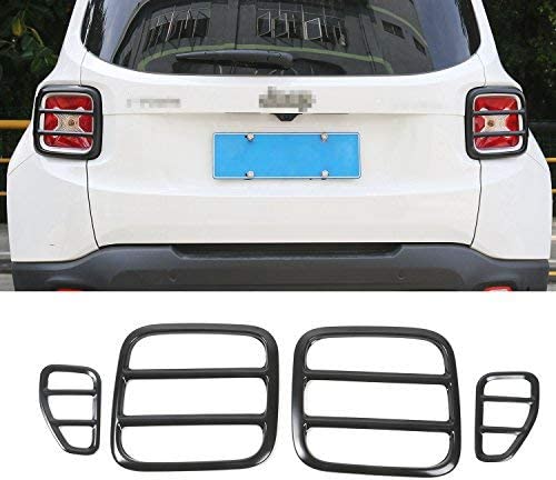 RT-TCZ Strong Iron Tail Light Covers Rear Taillight Guard for Jeep Renegade 2015-2018(Black)