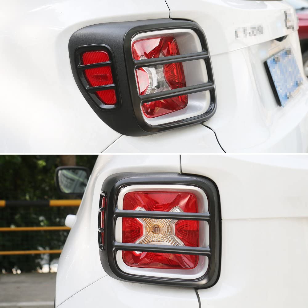 RT-TCZ Strong Iron Tail Light Covers Rear Taillight Guard for Jeep Renegade 2015-2018(Black)