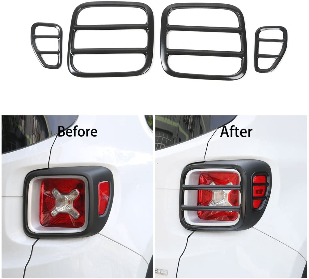 RT-TCZ Strong Iron Tail Light Covers Rear Taillight Guard for Jeep Renegade 2015-2018(Black)