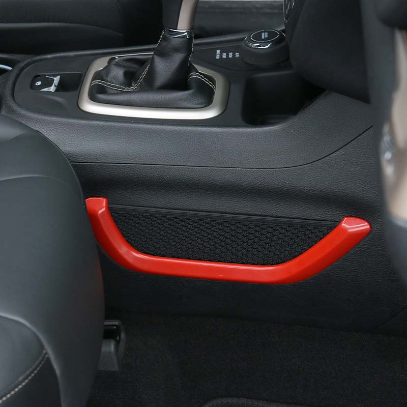 RT-TCZ Red Copilot Storage Net Pocket Trim Strip Cover Decor For Jeep Cherokee 2014+ Accessories