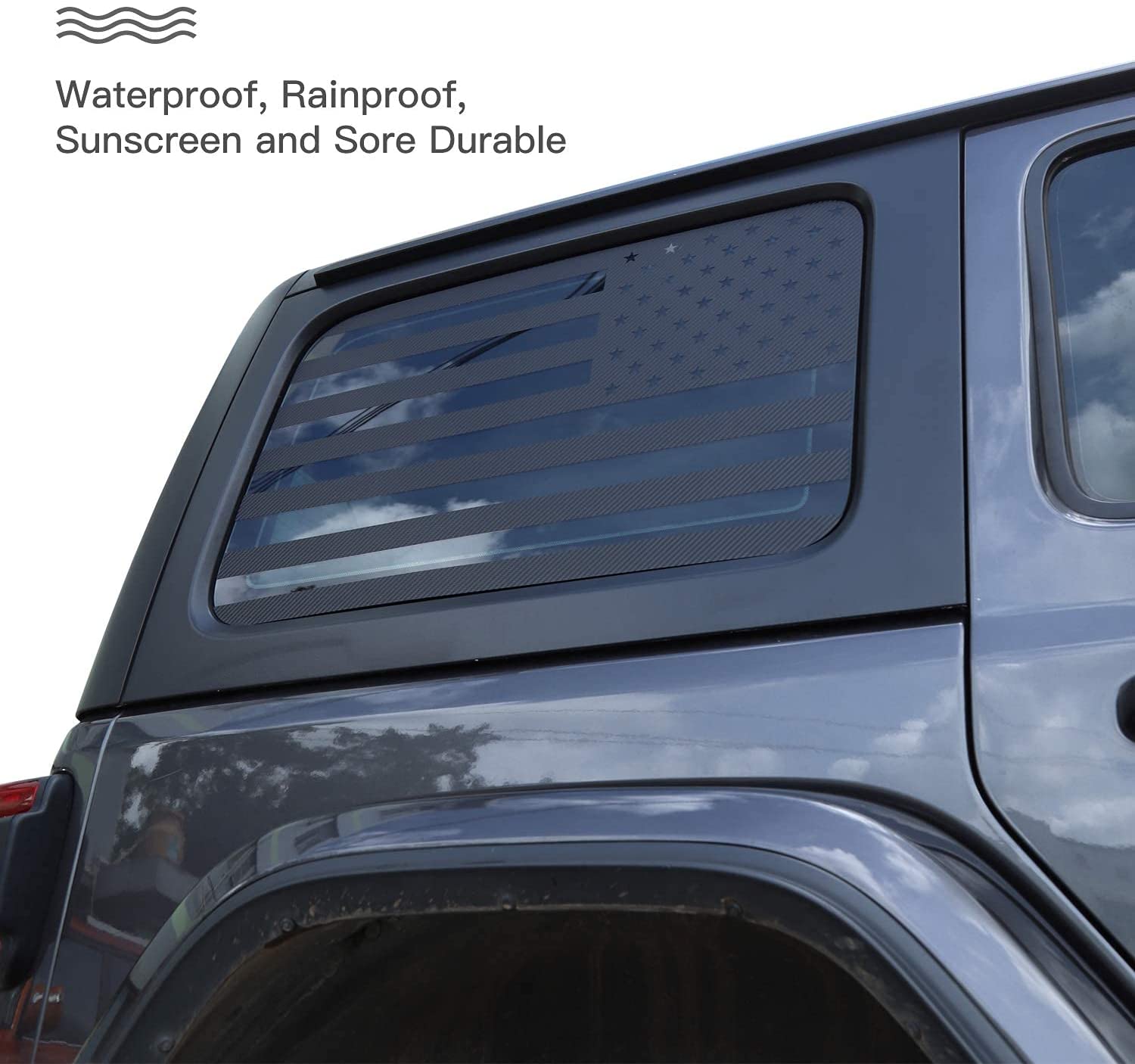 RT-TCZ Rear Window Decal Sticker Trim for Jeep Wrangler 2018+ JLU 4Doors, American Flag