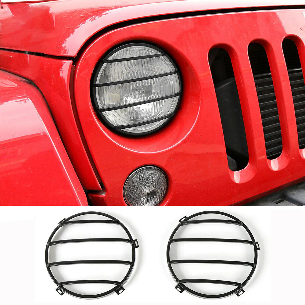 RT-TCZ Front Headlight Cover Trim Bezel Protector For 2007-2017 Jeep Wrangler JK JKU Accessories Black