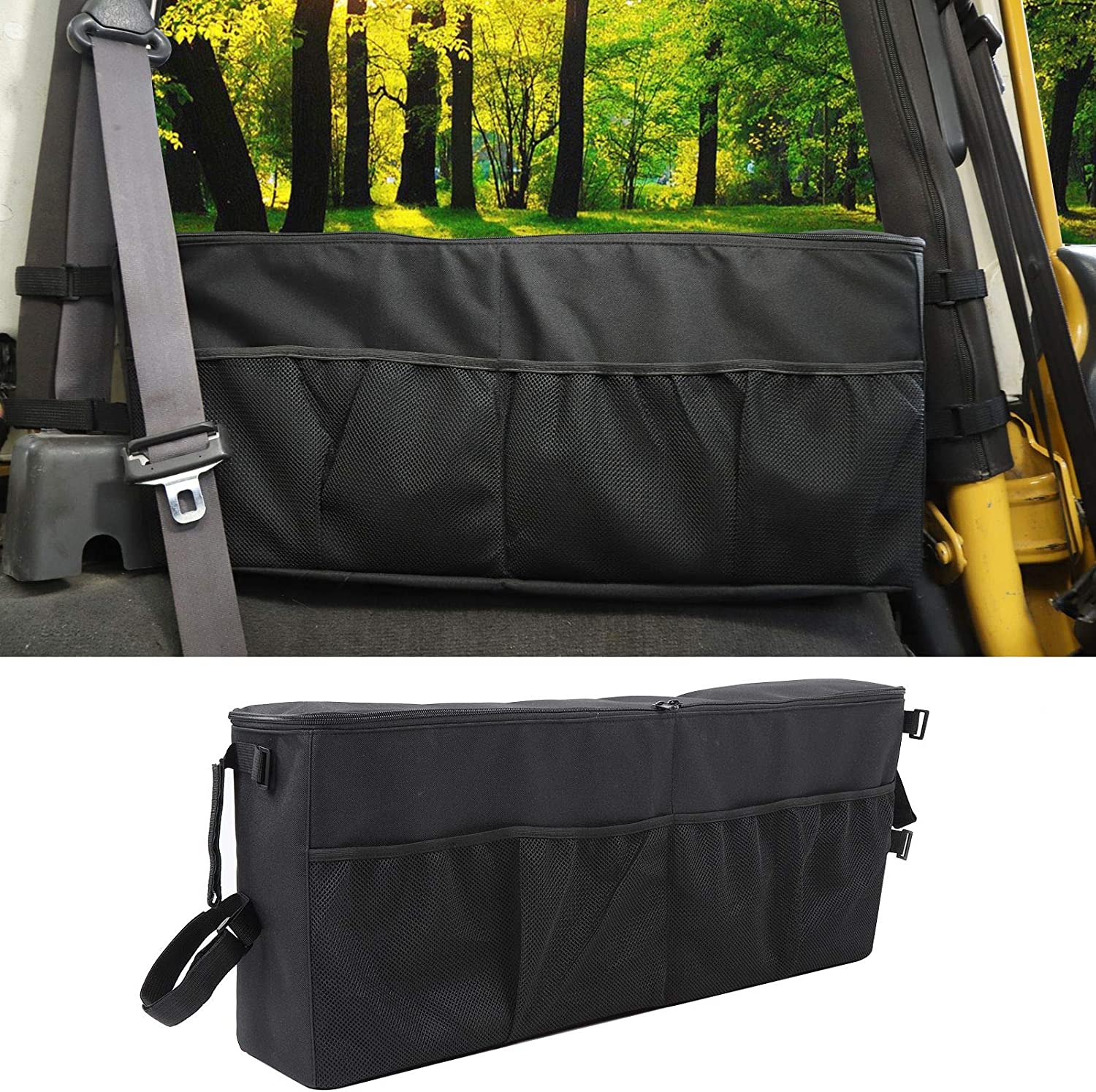 RT-TCZ Car Trunk Organizer, Rear Cargo Organizer Driver Side Storage Bag Pouches for 1997-2006 Jeep Wrangler TJ