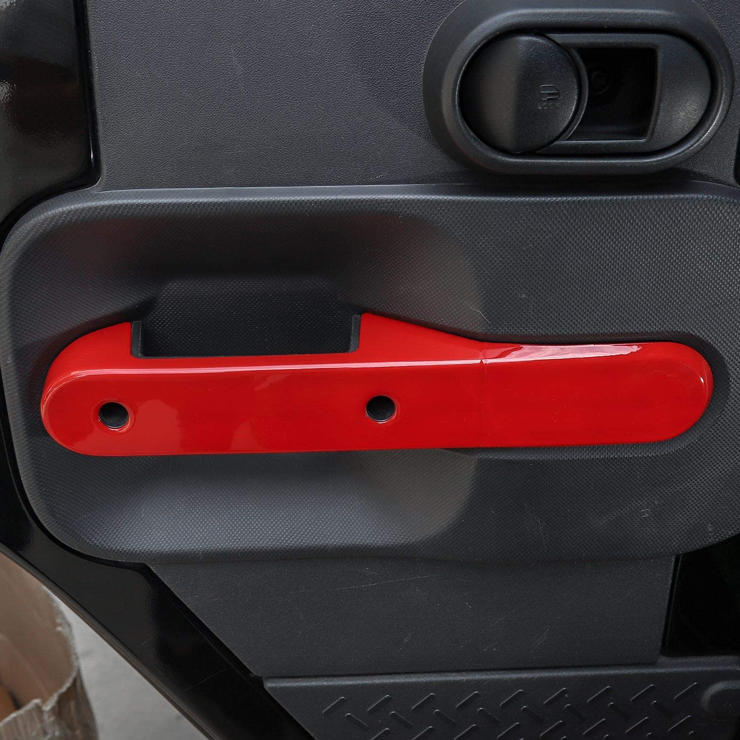 RT-TCZ Car Inner Door Grab Handle Decor Frame Cover Trim for 2007-2010 Jeep Wrangler JKU 4-Door (Red)
