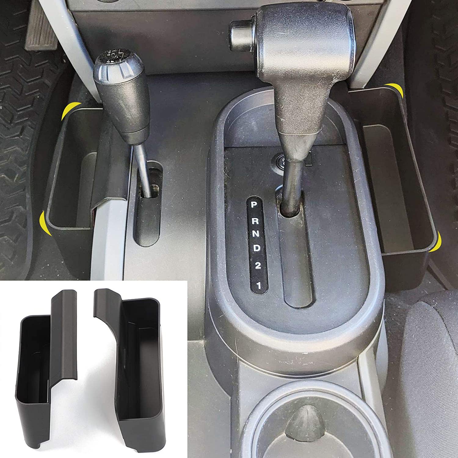 RT-TCZ Center Console Gear Shift Storage Tray Box for 2007-2010 Jeep Wrangler JK JKU, Side Pocket Organizer