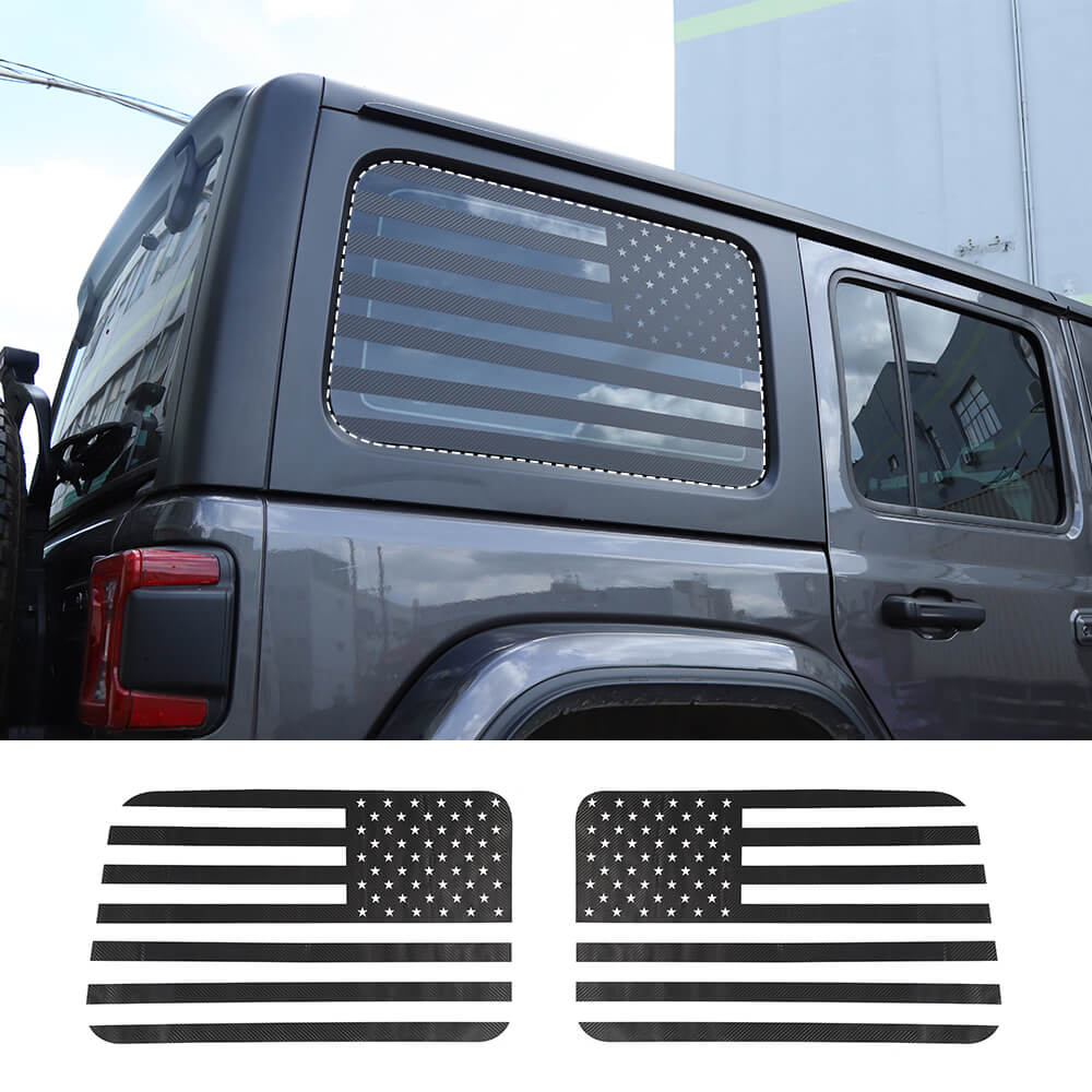 RT-TCZ Rear Window Decal Sticker Trim for Jeep Wrangler 2018+ JLU 4Doors, American Flag