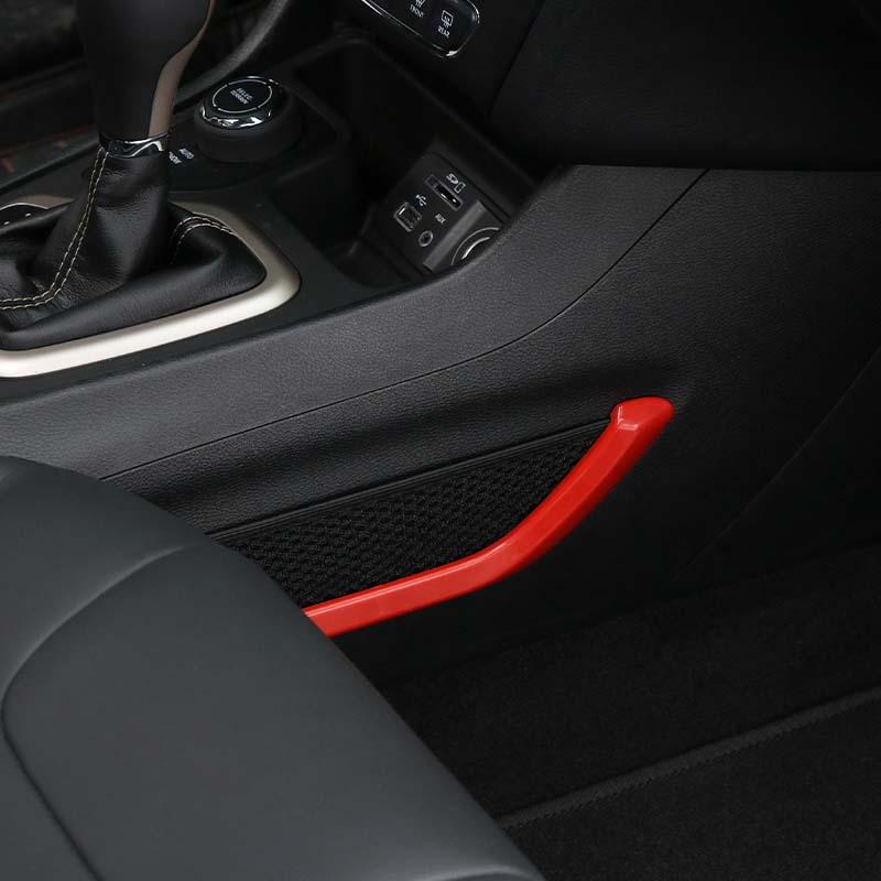 RT-TCZ Red Copilot Storage Net Pocket Trim Strip Cover Decor For Jeep Cherokee 2014+ Accessories